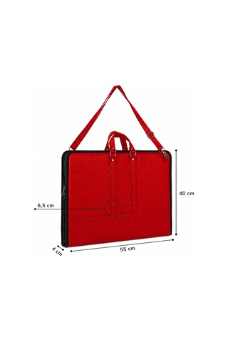 Lexroo 40x55 Cm Suni Deri Profesyonel Resim Proje Çantası Kırmızı