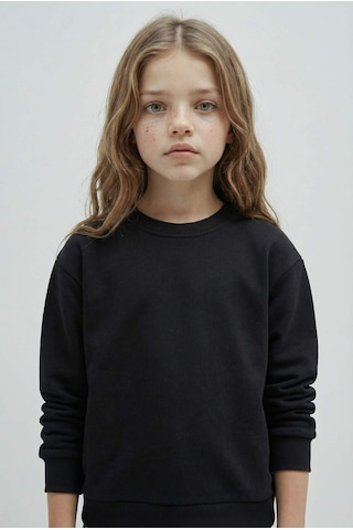 Defacto Relax Fit Bisiklet Yaka Basic Düz Okul Sweatshirt Kız Çocuk A2797A824AU Siyah