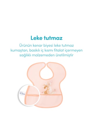Sevi Bebe Cırtlı Muşamba Önlük Mutlu Tavşan Art 22-183 Somon