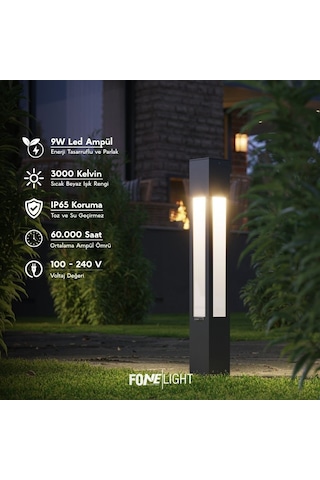FoneLight Luxera 75 cm LED Bahçe Aydınlatma Direği Antrasit Alüminyum IP65 Peyzaj Yürüyüş Yolu Lambası 3000K