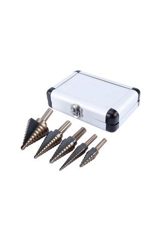 Adım Matkap, 5 Adet. Klasik Titanyum Kademeli Matkap Seti Metal