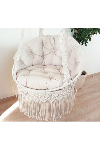 Caviss Home Makrome Salıncak Minderi Bahçe Mobilyaları Açıkkrem