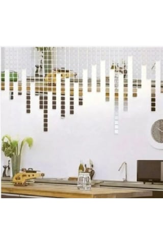 Dekor Konsept Ürünü Pleksi Ayna Mozaik Kare 200'lü Her Biri 3x3