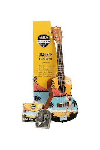 Kala Elvis Blue Hawaii  Concert Ukulele Eğitim Seti