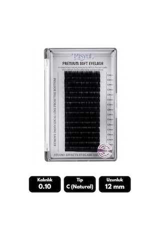 Misyul 0.10c Natural Kıvrım 12 Mm Soft Eyelash Doğal İpek Kirpik 16'lı