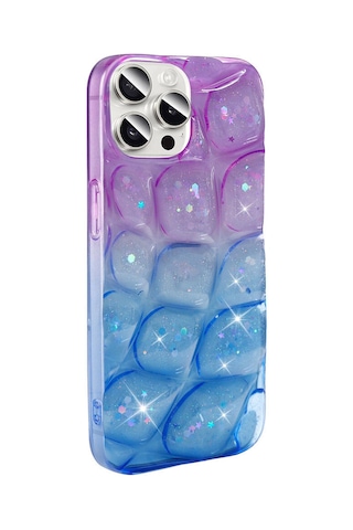 Apple Uyumlu iPhone 14 Pro Max Kılıf Simli 3d Desenli Hacar Kapak - Mor-mavi N/a N/a