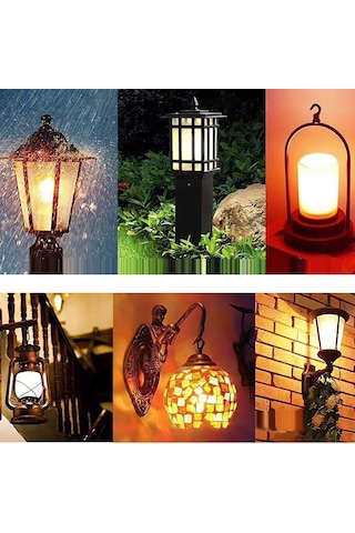 Mufunye Led Alev Ampülü - 3 Işık Modu Alev, Sürekli, Nefes - Smd2835 99 Led - 1800-2000k Isıklı Beyaz - Dekoratif Işık Kaynağı