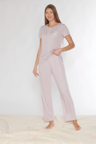 Alperi Kısa Kol Pijama Takımı Viskon 780-54 LILA