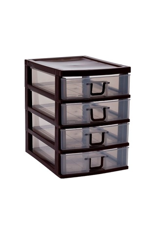 Mini 4 Çekmeceli Organizer Banyo Düzenleyici Düzen Tutucu Tezgah Üstü Şeffaf