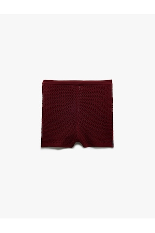 Koton Beli Bağcıklı Normal Bel Triko Mini Şort Bordo 5sal40001ıt Bordo