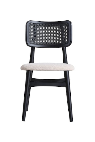 Helios Hazeranlı Ahşap Bohem Sandalye Siyah - Krem