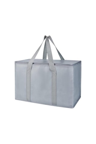 Büyük Yalıtımlı Piknik Çantası Fermuarlı Öğle Yemeği Çantası Yeniden Kullanılabilir Market Taşıma Çantası Kamp Piknik Seyahat İçin İçecek Soğutucu Çanta Gri
