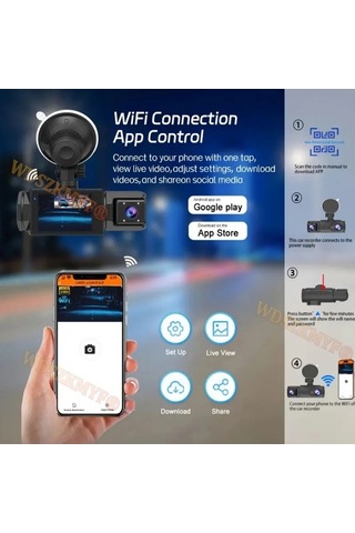 Tongxida 1080p Wi-fi 3kamera Dash Cam, 2/3 Lens Ön-arka, Araba Kamerası İle Wi-fi