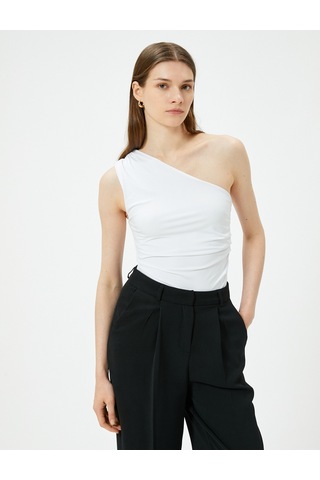 Koton Tek Omuz Üst Drapeli Slim Fit Beyaz 4sak10699ek Beyaz