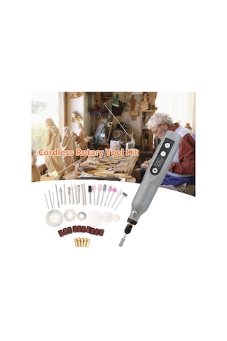Ximistore9 Geevorks Şarjlı Mini Taşlama Makinesi, El Tipi Gravür Ve Cilalama Seti, Led Aydınlatmalı Gri Model