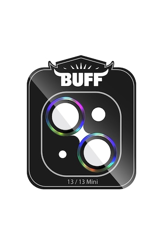 Buff Apple Uyumlu iPhone 13 / 13 Mini Kamera Metal Lens Koruyucu Gökkuşağı