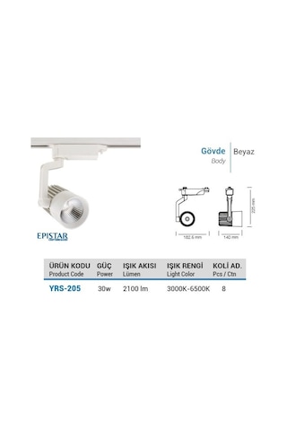 Ycl Yrs-205B 30W Led Ray Spot Beyaz Kasa Beyaz