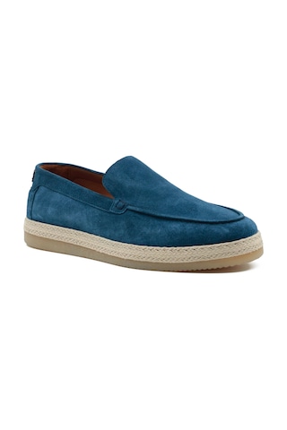Tuna Hakiki Süet Deri Lacivert Loafer Erkek Ayakkabı - Kauçuk Taban - 4154 Mavi