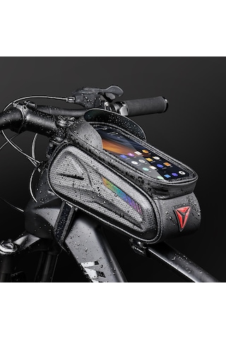 Wheel Up Su Geçirmez Bisiklet Üstü Ön Boru Çerçeve Çantası Büyük Kapasiteli 7 İnç Dokunmatik Ekran Telefon Çantası - Çok Renkli Yansıtıcı Çok Renkli