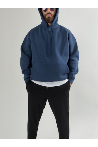 Cocopelli Erkek Şardonlu İndigo Hoodie Coc2605 Çok Renkli