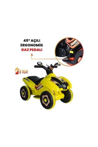 Robo Led Işıklı Müzikli 6 V Akülü Atv Motor Sarı
