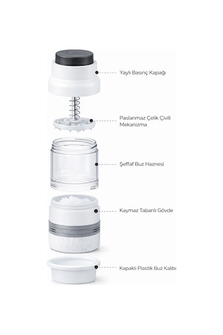 Mini Buz Kırıcı Ice Shaver Manuel, Bpa Free, Paslanmaz Çelik Bıçaklı, Taşınabilir Buz Rendesi Beyaz
