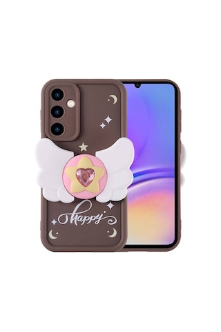 Galaxy A05s Kılıf Kamera Korumalı Figür Tasarımlı Zore Kapya Kapak Koyu Kahve