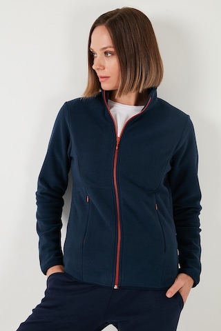 Lela Slim Fit Anti-Pilling Tüylenme Yapmayan Fermuarlı  Polar Bayan Hırka 5907012 Lacivert