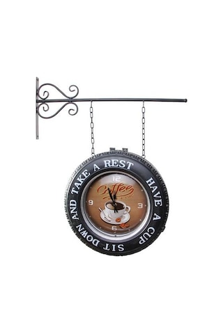 Kenpazar Dekoratif Coffee Temalı Gar Saati Pano Drink Temalı Vintage çok Renkli