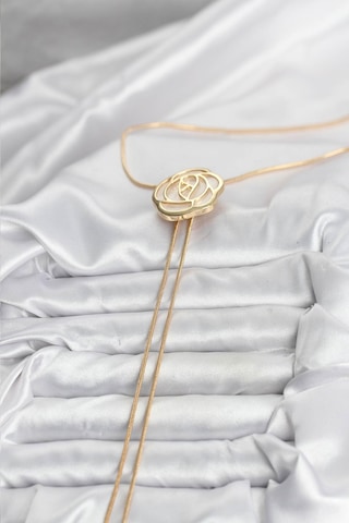 Pirinç Gold Renk Gül Model Asansörlü Kadın Kolye Diğer