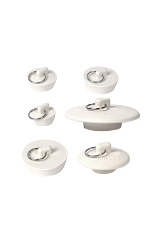 Monyee 6 Boyutlu Kauçuk Su Tıkacı Seti: Mutfak, Banyo Ve Çamaşırhane İçin Sıvı Kontrolü, Drenaj Kaçaklarını Engelleme Aksesuarı Beyaz