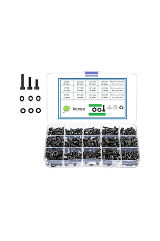 Venoa İcsp600 İmbus Civata Somun Pul Seti M3, M4, M5 Çantalı 600 Parça Diğer