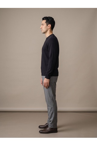 Maccali Erkek Siyah Selanik Bisiklet Yaka Sweatshirt