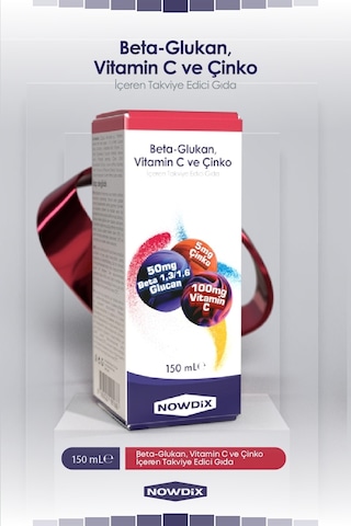 Nowdix Beta Glukan Vitamin C Çinko Şurup 150 ML