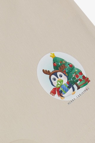 Breeze Kız Çocuk Boxer Yılbaşı Temalı Penguen Baskılı 5-11 Yaş, Bej-bej Bej