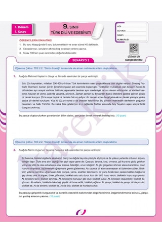 9. Sınıf Yazılı Senaryoları