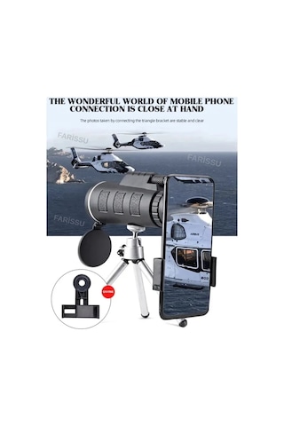 Or-1000 50x60 Monoküler Dürbün Telefon Ve Tripod Uyumu Siyah