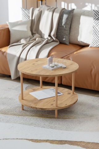 Yuvarlak Orta Sehpa Gazetelik Ahşap Ayaklı Sehpa -çam