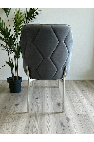 Msy Home 4 Kişilik Naz Serisi Beyaz Masa Yönsüz Kumaş Lüks Ve Modern Yemek Odası Takımı Gri
