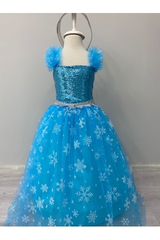 Kara Kedi Kostüm Evi- Kısa Kol Elsa Kostümü Mavi