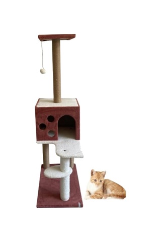 Pet Kedi Tırmalama Ve Oyun Evi Gül Kurusu