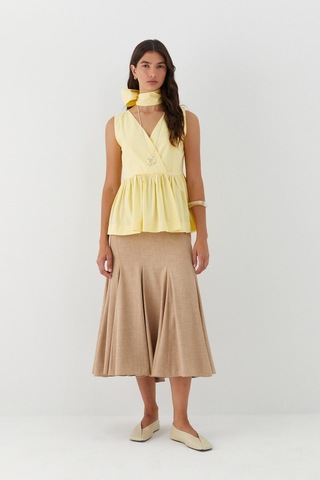 Kuşak Bağlamalı Kolsuz Bluz Sarı Sari