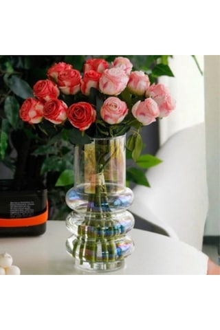 Orbına Şeffaf Boğumlu Cam Vazo - 26 Cm Şeffaf
