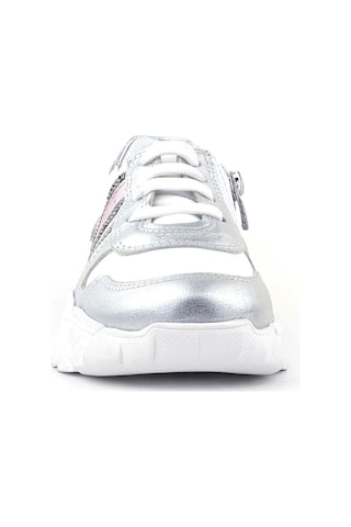 Rakerplus Hakiki Deri Gümüş Pembe Parlak Taşlı Kız Çocuk Sneakers Ayakkabı GÜMÜŞ