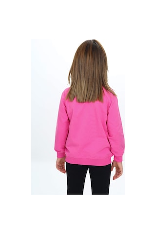 Toontoy Kız Çocuk Dik Yaka Fermuarlı Cepli Reglan Kol Örme Hırka - 2 İplik Fuşya