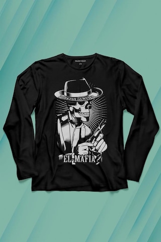 Turkish Ganster El Mafia Mafya Temalı Uzun Kollu Tişört Baskılı T-shirt 001