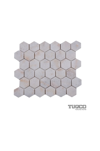 Tuqco Doğaltaş 2" Altıgen (Hexagon) Golden Eskitme Mermer Mozaik