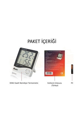 Diwu Htc-1 Saatli Nem Ölçer ve Termometre