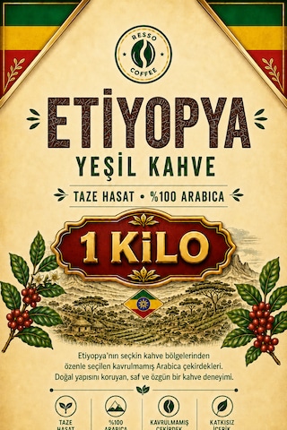 Avantaj Etiyopya %100 Arabica Yeşil & Çiğ Kahve Çekirdeği 1 Kilo Çekirdek Kahve