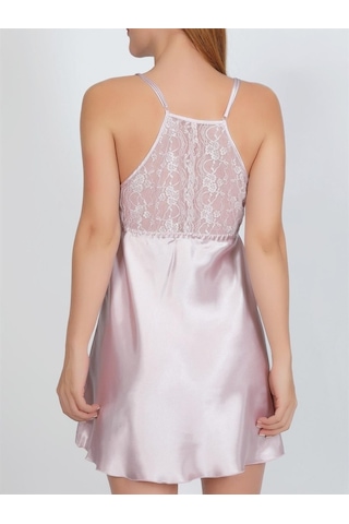 Nbb 3299 Dantel-Saten Askılı Gecelik (424314028) Pudra